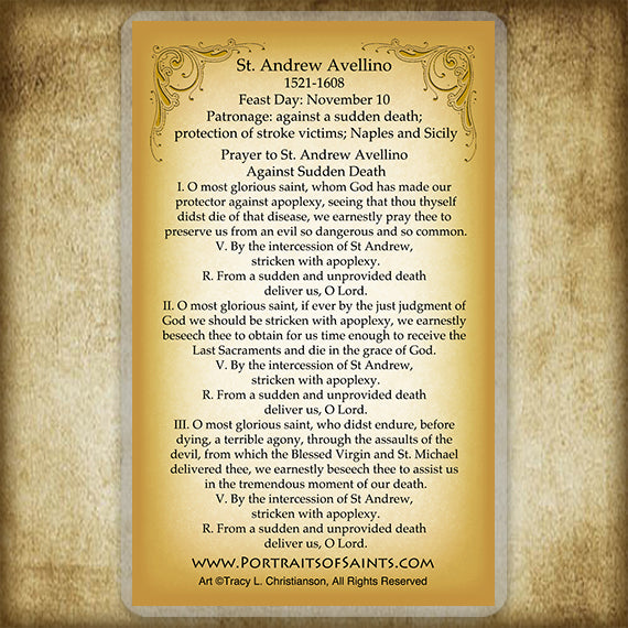 St. Andrew Avellino Holy Card Portraits of Saints