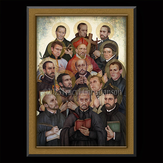 Jesuit Saints Plaque & Holy Card Gift Set - Portraits of Saints