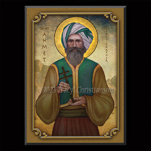 St. Ahmet the Calligrapher Plaque & Holy Card Gift Set