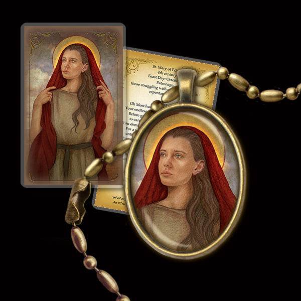 BTSSB St.Mary Holy Card 2点セット St. Mary of Edessa Pendant & Holy Card Gift Set - Portraits of Saints