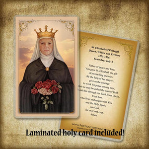 St. Elizabeth of Portugal Plaque & Holy Card Gift Set