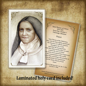 St. Therese of Lisieux (B) Plaque & Holy Card Gift Set