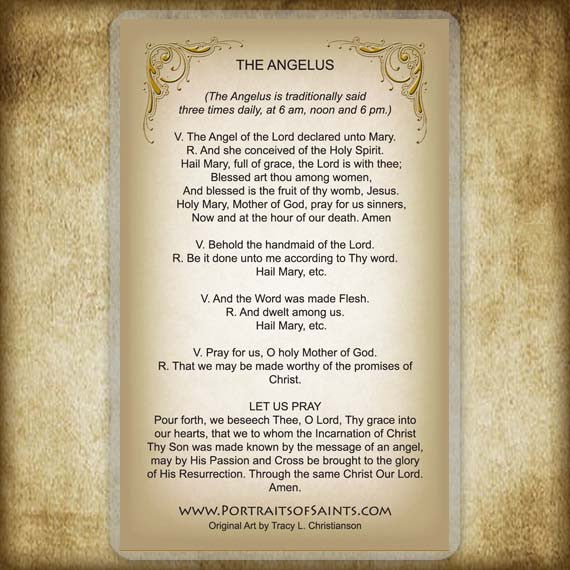 Prayer to The Angelus Laminated Prayer Cards - Pack of 25- English