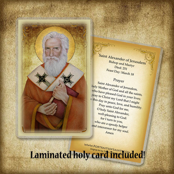 St. Alexander of Jerusalem Plaque & Holy Card Gift Set - Portraits