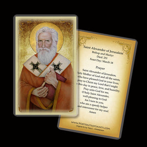St. Alexander of Jerusalem Holy Card