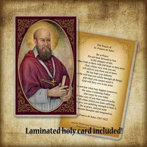 St. Francis de Sales Plaque & Holy Card Gift Set
