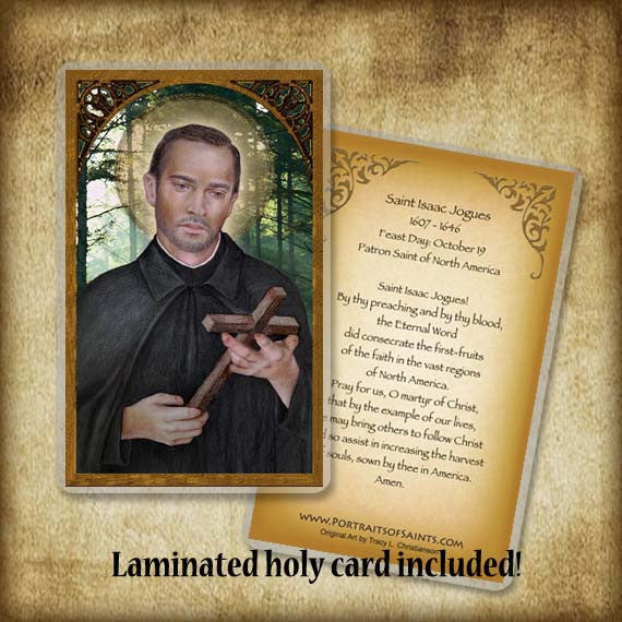 St. Isaac Jogues Plaque & Holy Card Gift Set - Portraits of Saints St. Isaac Jogues Plaque & Holy Card Gift Set - Portraits of Saints
