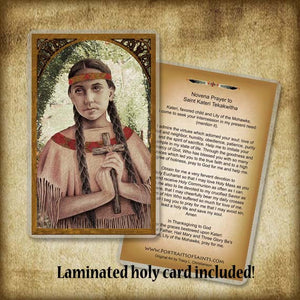 St. Kateri Tekakwitha Plaque & Holy Card Gift Set
