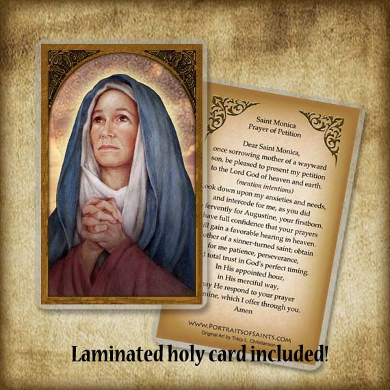 St. Monica Plaque & Holy Card Gift Set - Portraits of Saints
