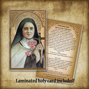 St. Therese of Lisieux (A) Plaque & Holy Card Gift Set
