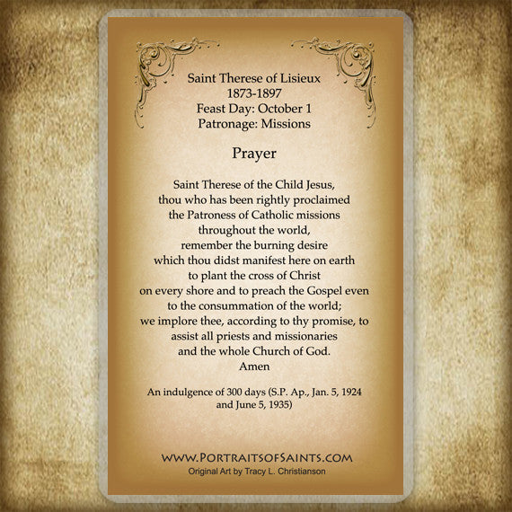 St. Therese of Lisieux (C) Holy Card - Portraits of Saints