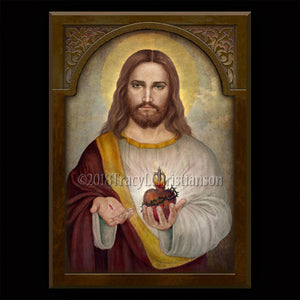 Sacred Heart of Jesus (A) Plaque & Holy Card Gift Set