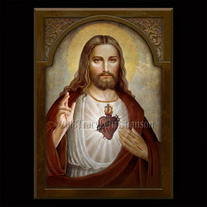 Sacred Heart of Jesus (B) Plaque & Holy Card Gift Set