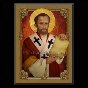 St. John Chrysostom Plaque & Holy Card Gift Set