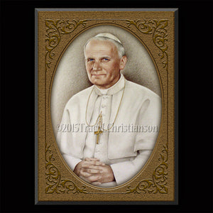 Pope St. John Paul II Plaque & Holy Card Gift Set