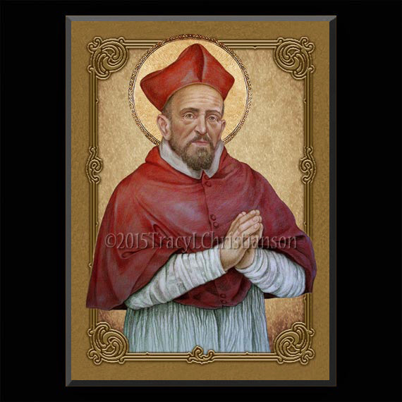 St. Robert Bellarmine Plaque & Holy Card Gift Set Portraits of Saints