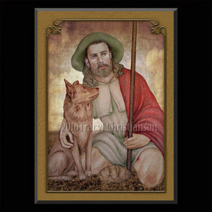 St. Roch (Rocco) Plaque & Holy Card Gift Set