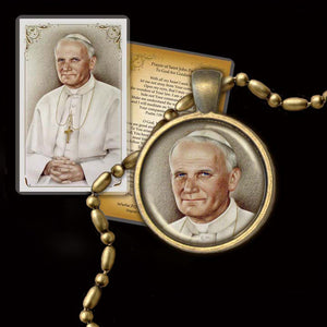 Pope St. John Paul II Pendant & Holy Card Gift Set