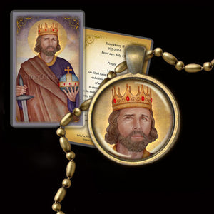 St. Henry II, Holy Roman Emperor Pendant & Holy Card Gift Set