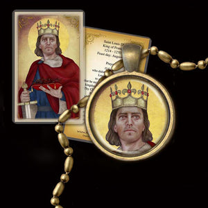 St. Louis IX, King of France Pendant & Holy Card Gift Set