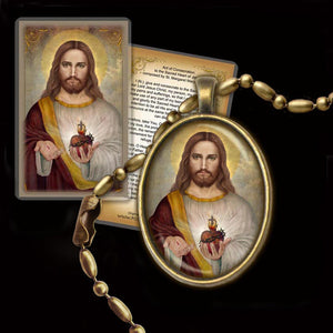 Sacred Heart of Jesus (A) Pendant & Holy Card Gift Set