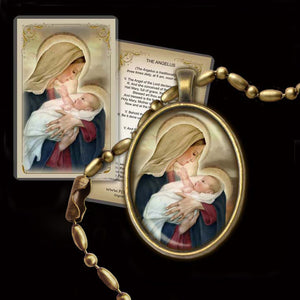 Madonna & Child (F) Pendant & Holy Card Gift Set