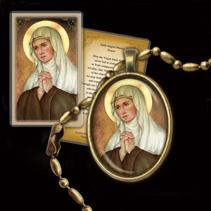 St. Angela Merici Pendant & Holy Card Gift Set