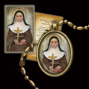 St. Catherine of Bologna Pendant & Holy Card Gift Set