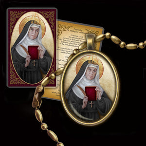 St. Hildegard of Bingen Pendant & Holy Card Gift Set