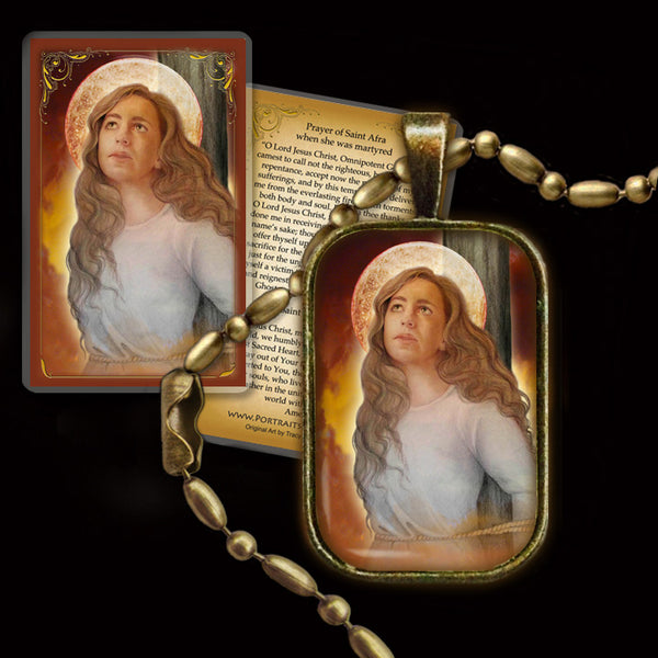 St. Afra Pendant & Holy Card Gift Set - Portraits of Saints