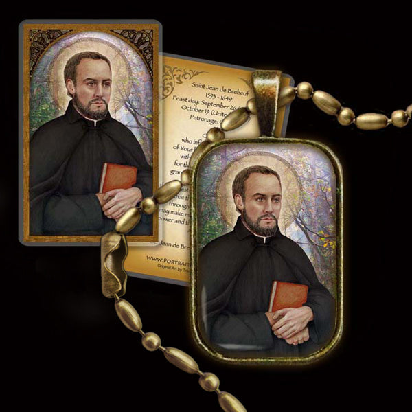 St. Jean de Brebeuf Pendant & Holy Card Gift Set Portraits of Saints