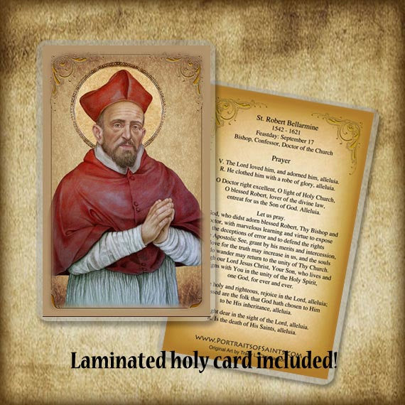 St. Robert Bellarmine Pendant & Holy Card Gift Set Portraits of Saints