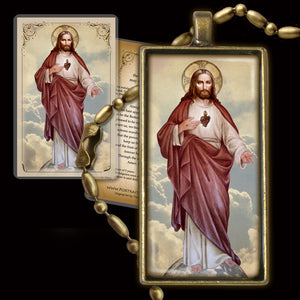 Sacred Heart of Jesus (full-length) Pendant & Holy Card Gift Set