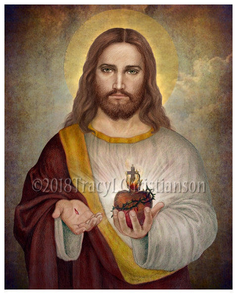 indlæg Resten Talje Sacred Heart of Jesus (A) Print - Portraits of Saints