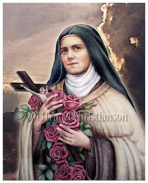 Portrait De Sainte Thérèse De Lisieux Sur Toile - Décoration Murale Couleur 30x45 Cm - Pour Chambre, Salon, Cadeau Religieux