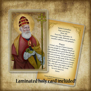 Pope St. Cornelius Plaque & Holy Card Gift Set