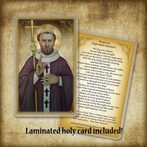 Pope St. Clement I Plaque & Holy Card Gift Set