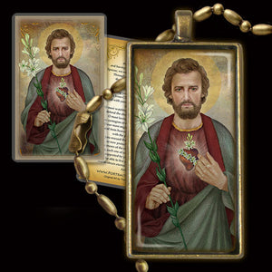 St. Joseph Chaste Heart Pendant & Holy Card Gift Set