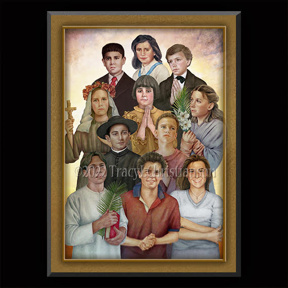 Holy Teenagers Plaque & Holy Card Gift Set - Portraits of Saints