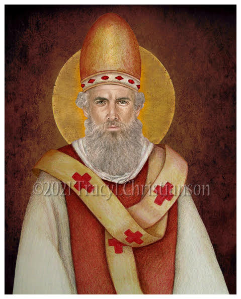 Natura forhistorisk hænge Pope St. Damasus I Print - Portraits of Saints
