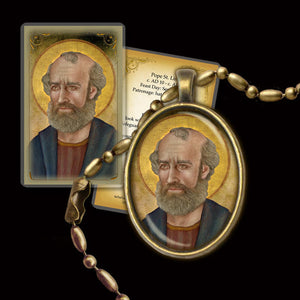 Pope St. Linus Pendant & Holy Card Gift Set