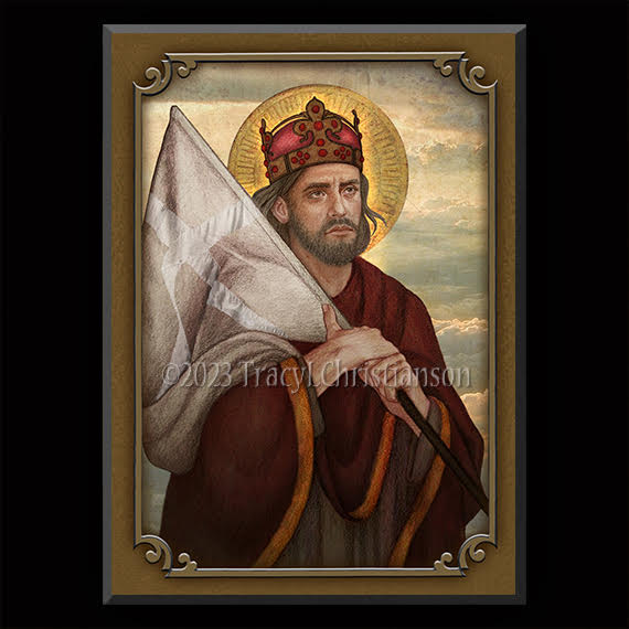 St. Wenceslaus Plaque & Holy Card Gift Set Portraits of Saints