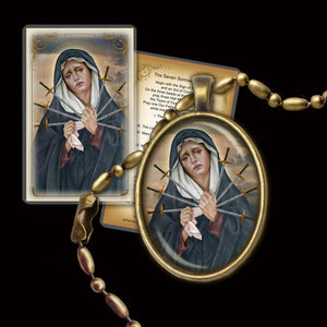 Seven Sorrows of Our Lady Pendant & Holy Card Gift Set