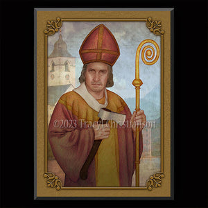 St. Wolfgang of Regensburg Plaque & Holy Card Gift Set