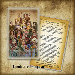 The Fourteen Holy Helpers Plaque & Holy Card Gift Set