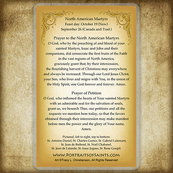 North American Martyrs Holy Card - Portraits of Saints