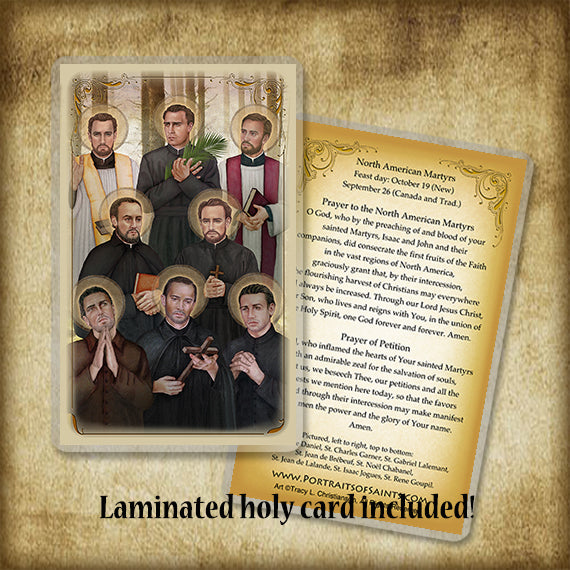 North American Martyrs Plaque & Holy Card Gift Set - Portraits of Saints