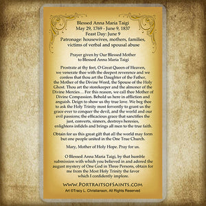 Bl. Anna Maria Taigi Holy Card
