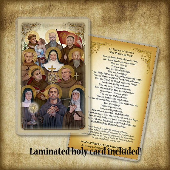 Franciscan Saints Plaque & Holy Card Gift Set - Portraits of Saints