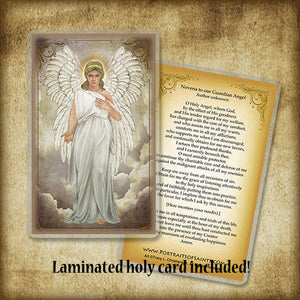 Guardian Angel Plaque & Holy Card Gift Set